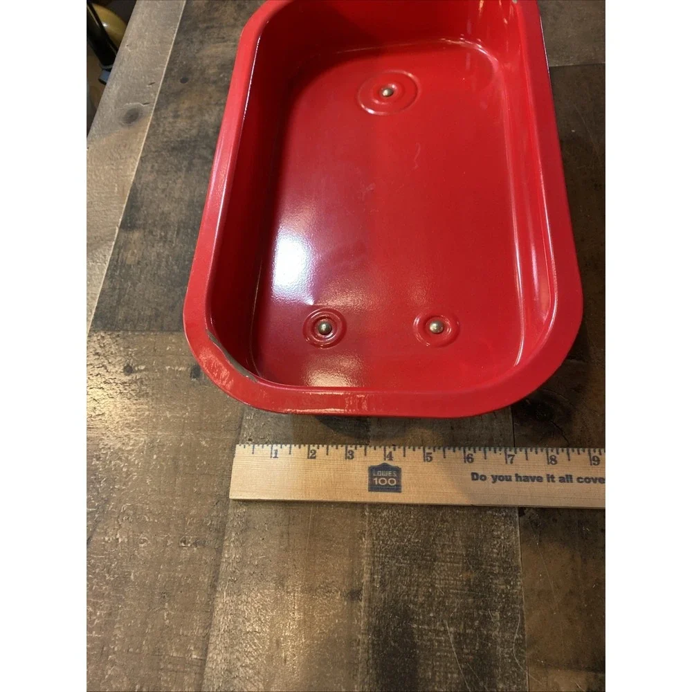 Vintage Little Red‎ Small Metal Kids Toy Wagon Cart Puller 12.4 X 7.4